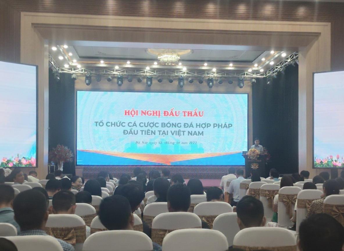 Hình ảnh tại hội nghị đấu thầu lựa chọn doanh nghiệp thí điểm tổ chức cá cược bóng đá hợp pháp đầu tiên tại Việt Nam. Ảnh: VIC88